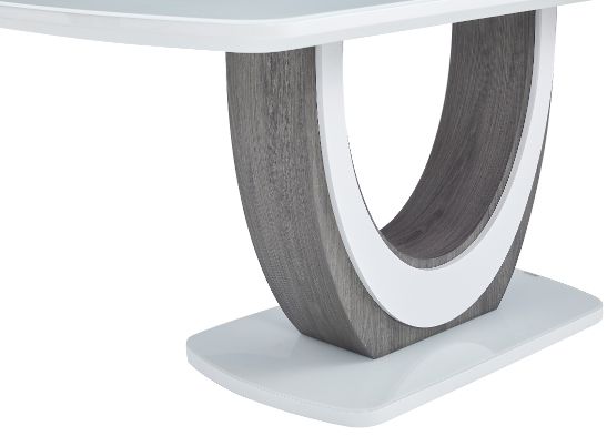 Mazin Furniture London White Lacquer Dining Table with U-Shaped Pedestal Base-2