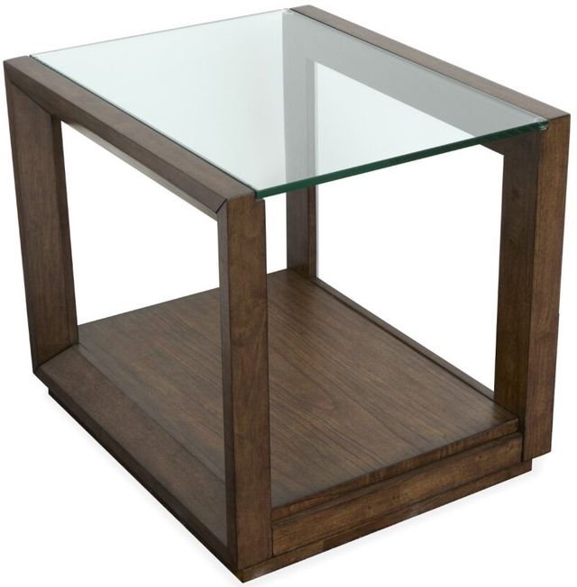 Magnussen Home® Sebastian Glass Top Cinnamon Rectangular End Table-0