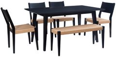 Powell® Cadence Cosgrove 6-Piece Black/Natural Dining Table Set