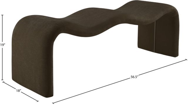 Meridian Furniture Willow Brown Chenille Bench-3