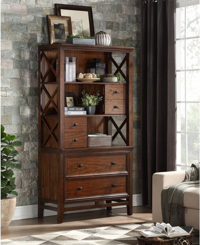 Mazin Furniture Frazier Park Brown Cherry Bookcase-2