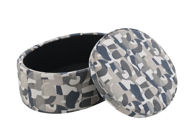 Coaster® Tomkins Indigo Blue Oval Upholstered Storage Ottoman-1