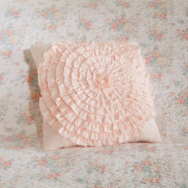 Olliix by Madison Park Coral King/California King Serendipity Cotton Percale Reversible Coverlet Set-3