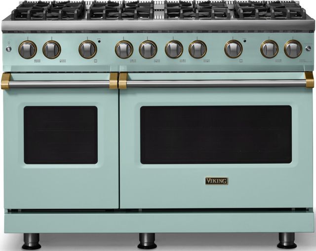 Viking® 5 Series 48" Splash Pro Style Gas (NG) Range with Brushed Brass Trim-0