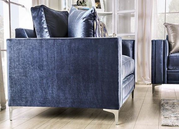 Furniture of America® Jodie 2-Piece Satin Blue Living Room Set-3