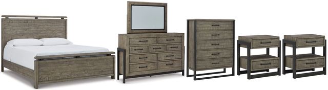 Signature Design by Ashley® Brennagan 5-Piece Gray King Panel Bed Set-0
