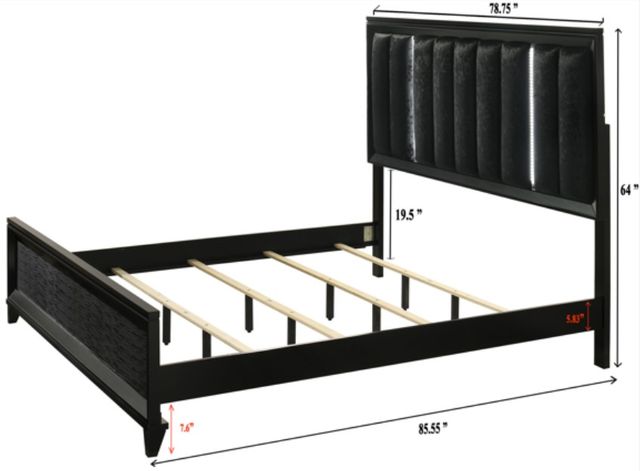 Crown Mark Cressida Black King Upholstered Panel Bed-2