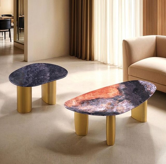 Furniture of America® Northwich Black/Gray Coffee Table with Matte Gold Base-2
