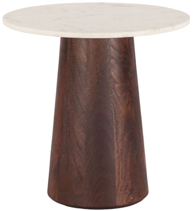 Home Trends & Design Serene White Side Table with Espresso Base-0