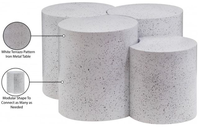 Meridian Furniture Dimple 4-Piece White Modular Nesting Coffee Table Set-3
