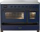 Ilve® Majestic III 48" Midnight Blue Pro Style Induction Range with Triple Glass Door and Burnished Trim-2