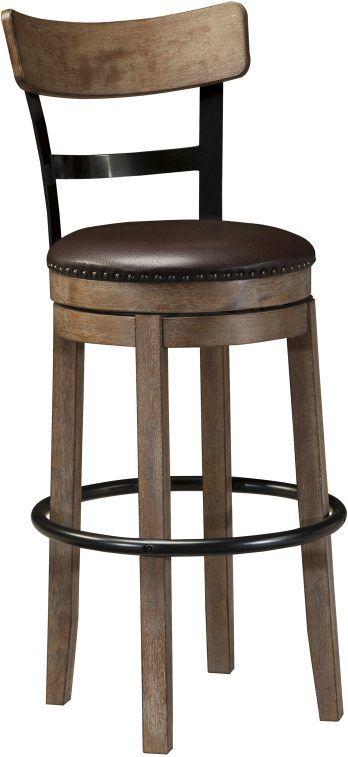 Signature Design by Ashley® Pinnadel Tall Light Brown Upholstered Swivel Bar Stool-0