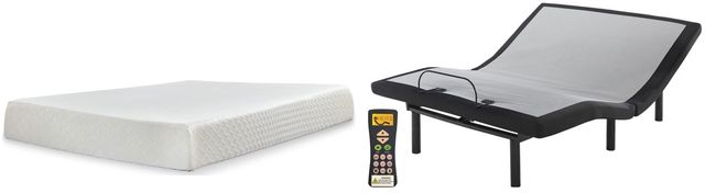 Sierra Sleep® by Ashley® Chime 2-Piece 10" Memory Foam and Best Adjustable Base King Mattress Set-0
