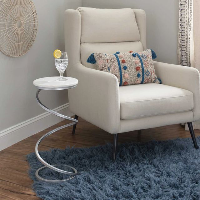 Powell® Gigi White Spiral Drink Table with Silver Base-1