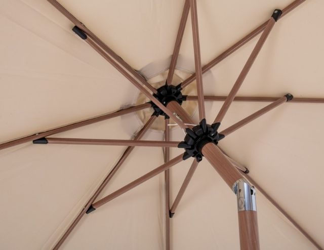 Meridian Furniture Amalfi Beige/Teak Aluminum Outdoor Patio Umbrella-4