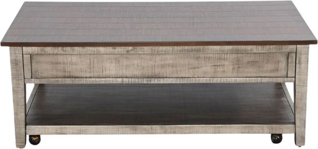 Sunny Designs™ Homestead Hills Tobacco Leaf Coffee Table with Alpine Gray Base-2