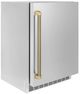 ZLINE Autograph Edition Touchstone 24 " 5.2 Cu. Ft. Stainless Steel 151 Can Beverage Fridge with Solid Door and Polished Gold Helix Handle-2
