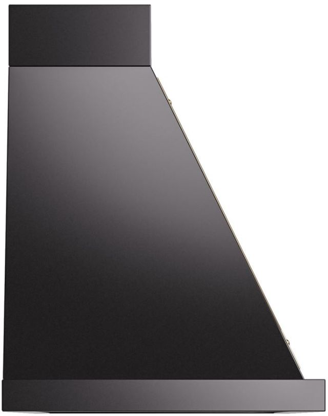 Ilve® Nostalgie II Noblesse 48" Glossy Black Wall Mounted Range Hood with Brass Trim-2