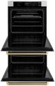ZLINE Autograph Edition 30" Satin Stainless Steel with Champagne Bronze Helix Handles Professional True Convection Double Wall Oven-2