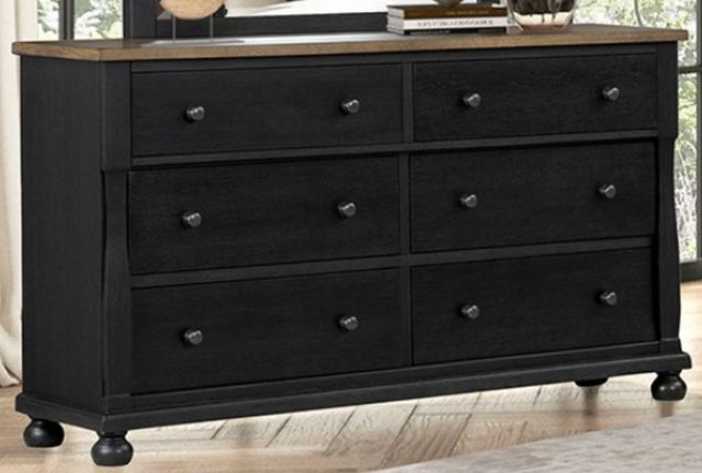 Furniture of America® Neue Mills Farmhouse Black/Rustic Oak Dresser-0