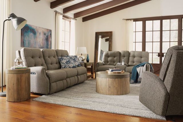 Flexsteel® Devon Slate Power Reclining Loveseat with Console and Power Headrests-3