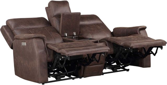 Steve Silver Co. Valencia Walnut Dual-Power Reclining Loveseat with Console-1