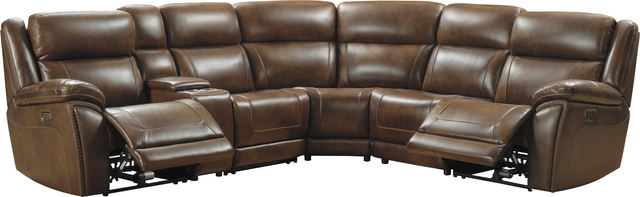 Signature Design by Ashley® Trambley 6-Piece Walnut Power Reclining Sectional-1