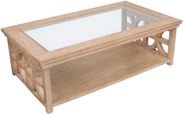 Magnussen Home® Coventry Honey Maple Rectangular Shelf Cocktail Table with Casters-3