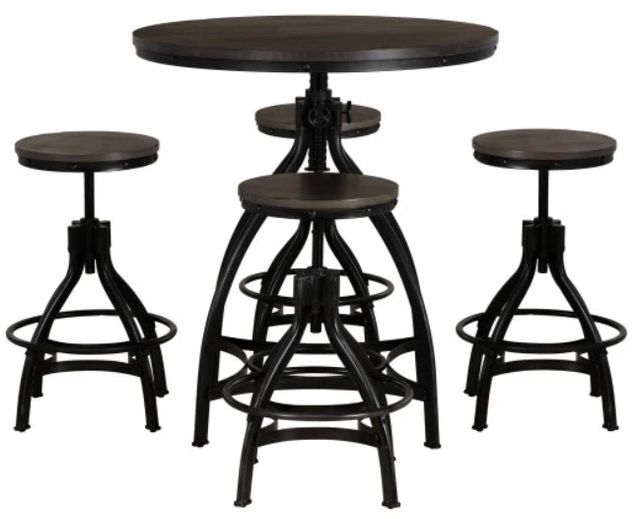 Powell® Haywood 5-Piece Black/Gray Round Bar Table Set-1