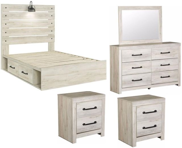 Signature Design by Ashley® Cambeck 5-Piece Whitewash Twin Panel Bed Set-0