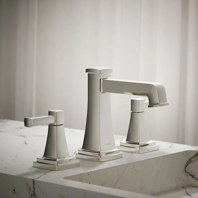 KOHLER® Riff® Vibrant Polished Nickel Widespread Bathroom Sink Faucet-3