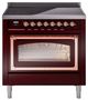 Ilve® Nostalgie II Noblesse 36'' Burgundy Pro Style Induction Range with Copper Trim-0