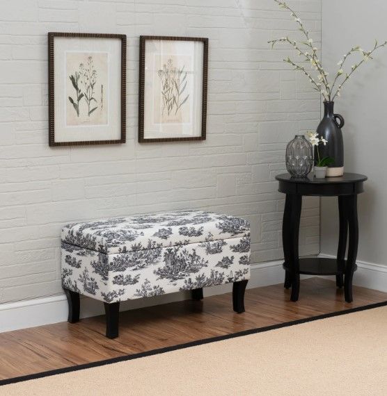 Linon Stephanie Black/White Storage Bench-1
