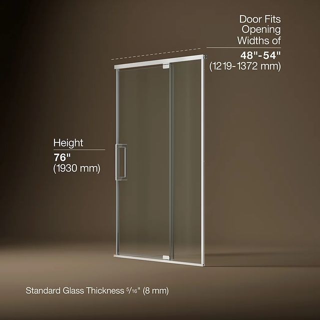 KOHLER Statement™ Bright Polished Silver 76" x 48" - 54" Pivot Shower Door-2