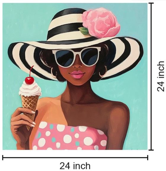 Classy Living Adventurous Ice Cream on Teal Wall Art-2