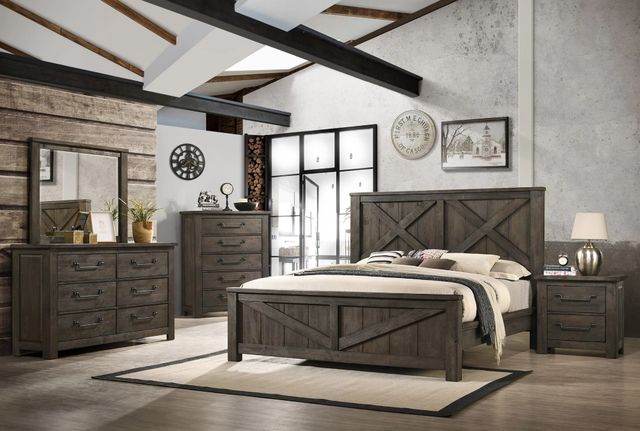 Elements International Maverick Antique Gray Queen Panel Bed-3