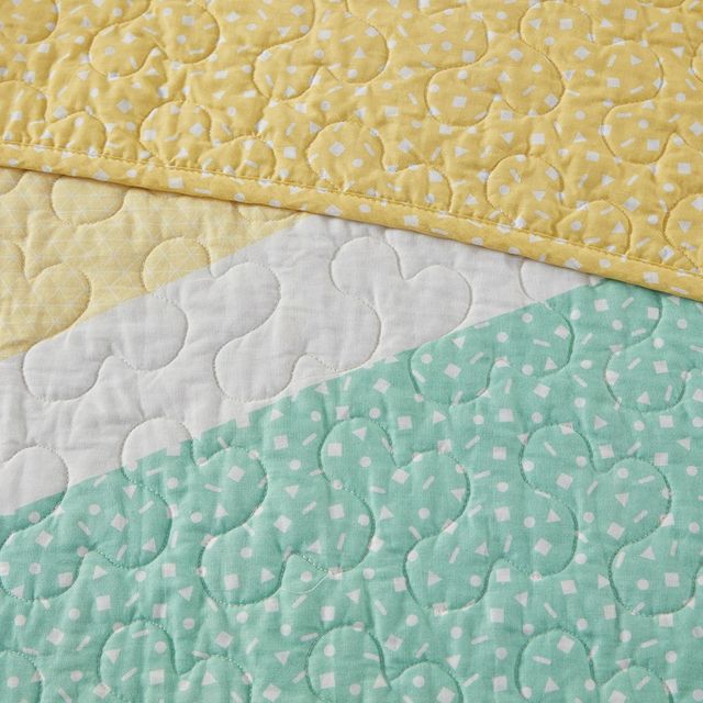 Olliix by Urban Habitat Kids Rory Rainbow Sunburst Reversible Cotton Yellow Full/Queen Coverlet Set-3