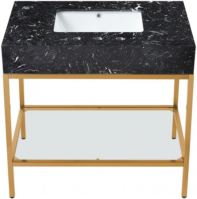 Meridian Furniture Marmo Black/Brushed Brass 36" Bathroom Vanity-3