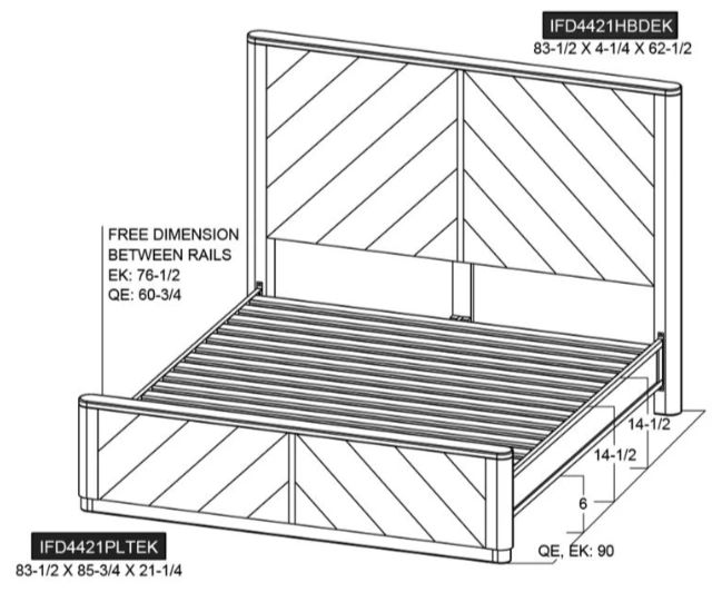 International Furniture Direct Balam Stained Dark Queen Panel Bed-2