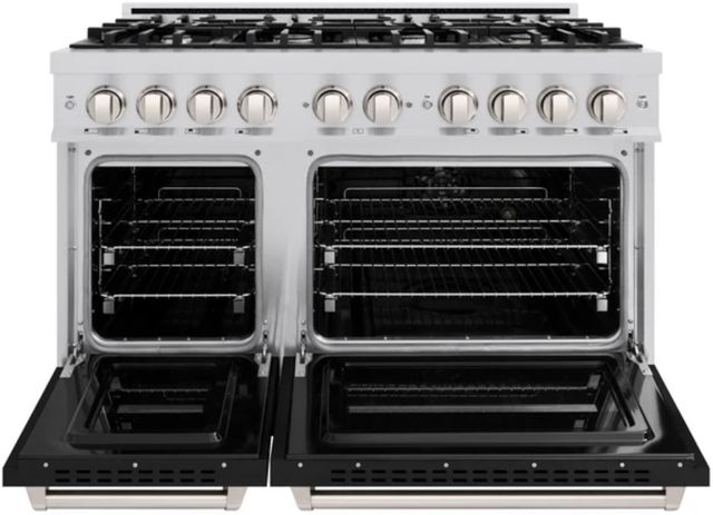 ZLINE Classic Series 48" Stainless Steel Pro Style Dual Fuel Range with Black Matte Door-1