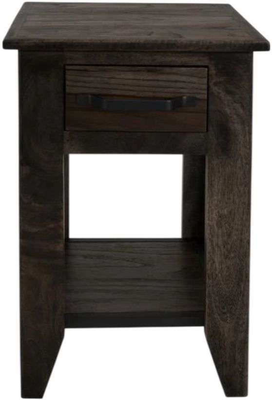International Furniture Direct Teak Stained Dark Chairside Table-3