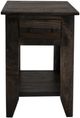 International Furniture Direct Teak Stained Dark Chairside Table-3