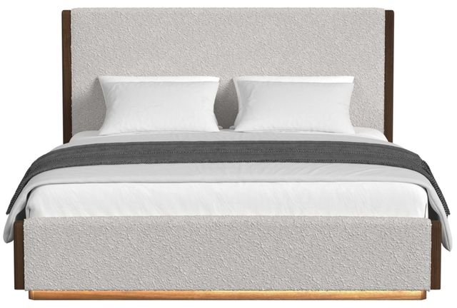 Elements International Brisbane Boucle Beige/Brown King Upholstered Panel Bed-3
