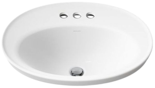 Kohler Serif® White 22.25" Oval Drop-In Bathroom Sink 3-Holes-4