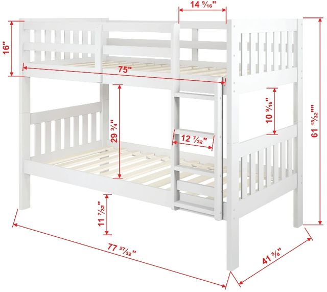Donco Kids Austin Mission White Twin/Twin Bunkbed-2