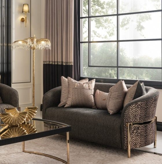 Michael Amini® Lisbon Onyx Gold Loveseat-1