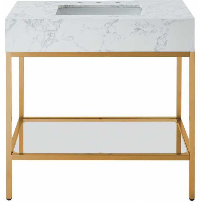 Meridian Furniture Marmo White/Brushed Brass 36" Bathroom Vanity-1