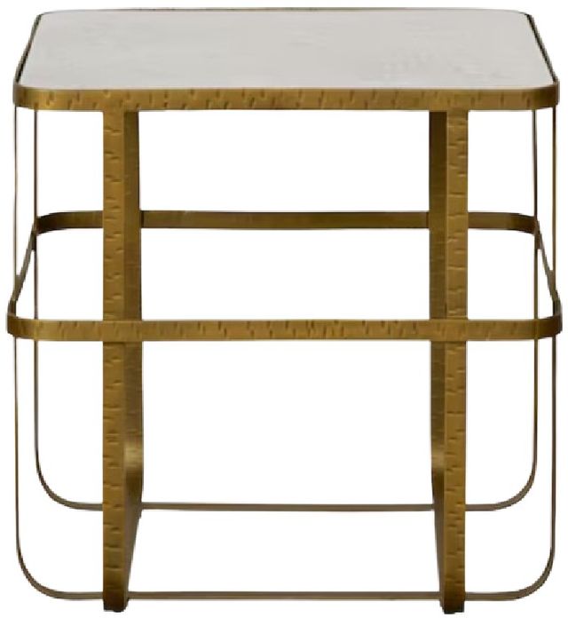 Bassett® Furniture Atticus White End Table with Gold Base-1