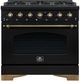 FORNO® Antico Series Alta Qualita 36" Black and Antique Brass Pro Style Dual Fuel Range-0