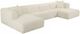 TOV Furniture Tarra 4-Piece Cream Fluffy Oversized Modular U-Shape Sectional and Chaise-0